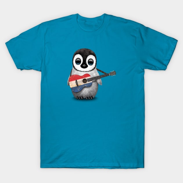 Baby Penguin Playing Dutch Flag Guitar T-Shirt by jeffbartels